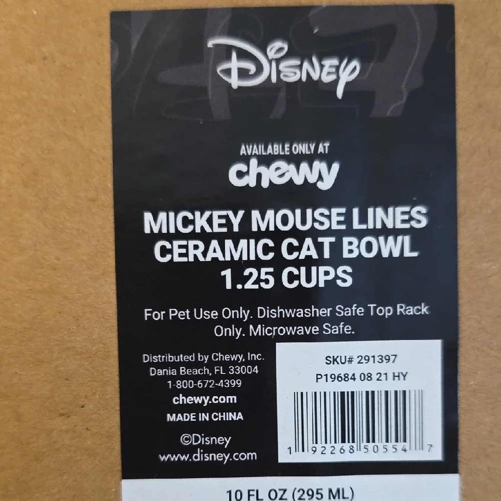 Disney Mickey Mouse Ceramic Dish Cat Or Dog Feed Bowl
